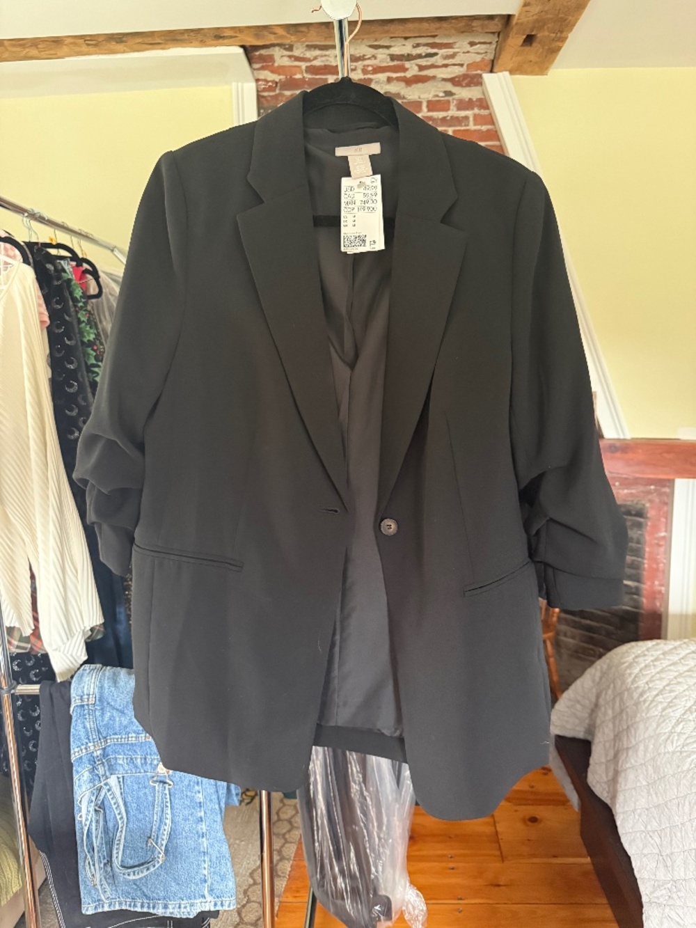 H&M  Black Blazer with Slouchy Sleeves